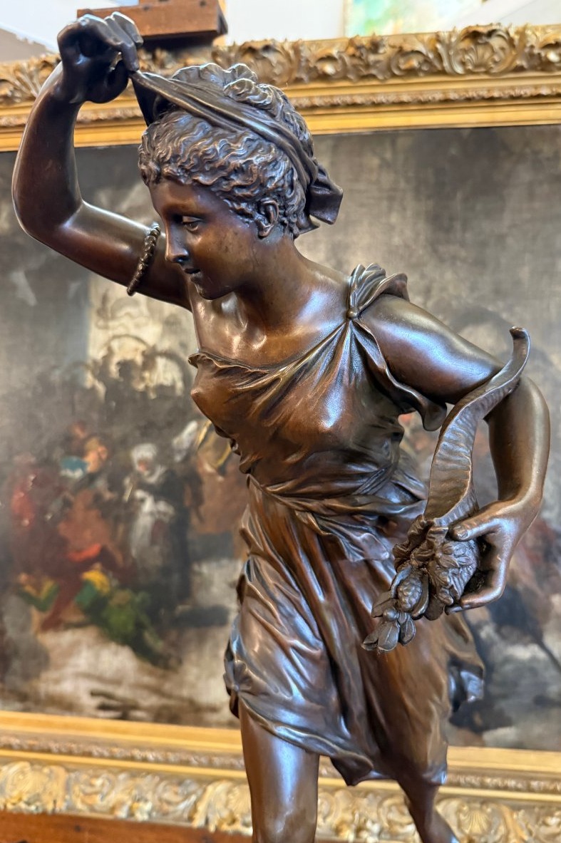 Importante sculpture bronze femme La Fortune par Ernest RANCOULET 81 cm XIXème-photo-2