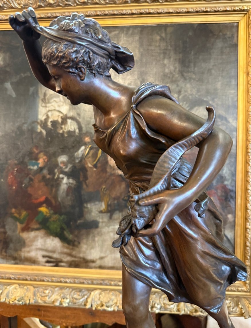 Importante sculpture bronze femme La Fortune par Ernest RANCOULET 81 cm XIXème-photo-1