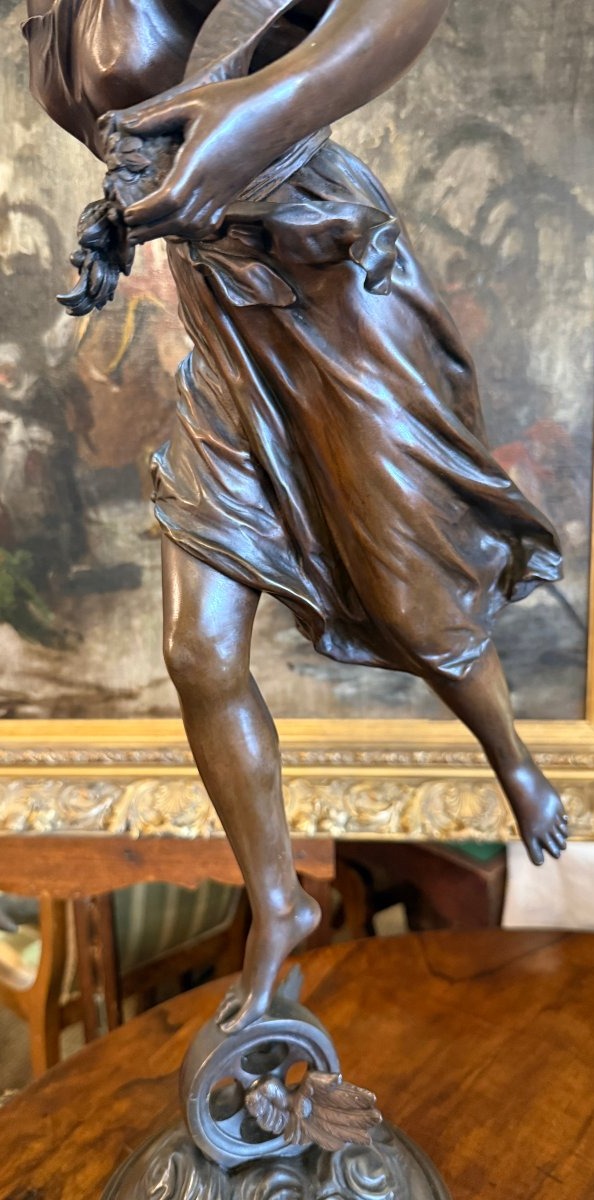 Importante sculpture bronze femme La Fortune par Ernest RANCOULET 81 cm XIXème-photo-2