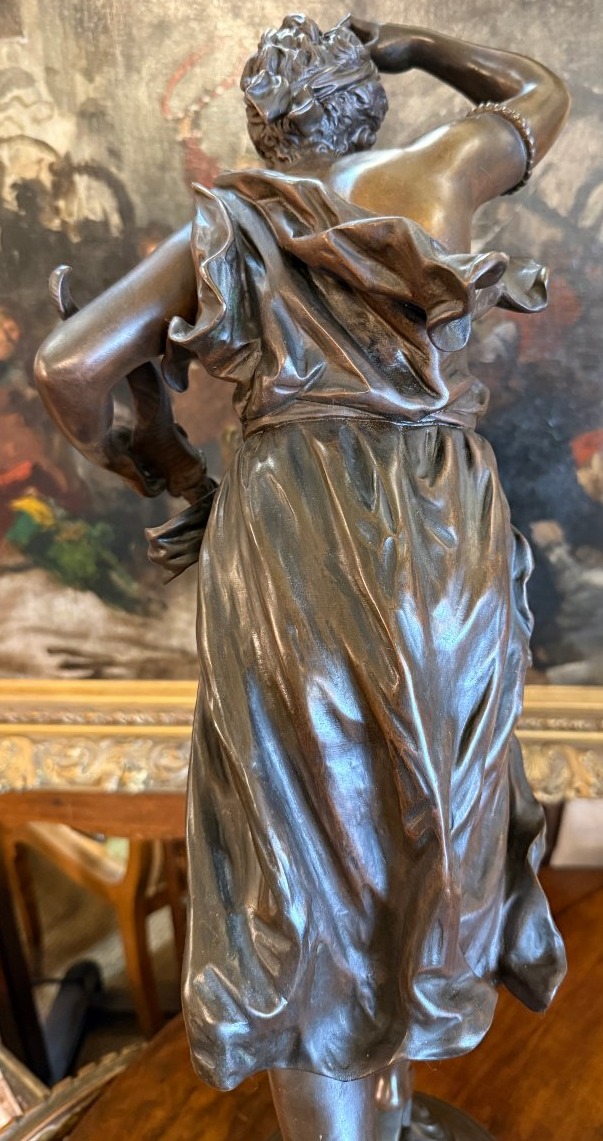Importante sculpture bronze femme La Fortune par Ernest RANCOULET 81 cm XIXème-photo-4