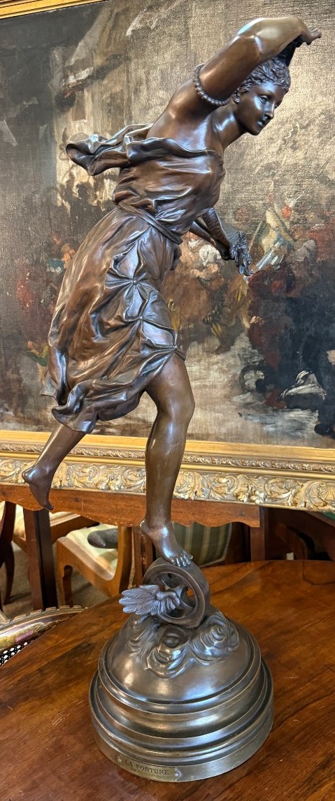 Importante sculpture bronze femme La Fortune par Ernest RANCOULET 81 cm XIXème-photo-5