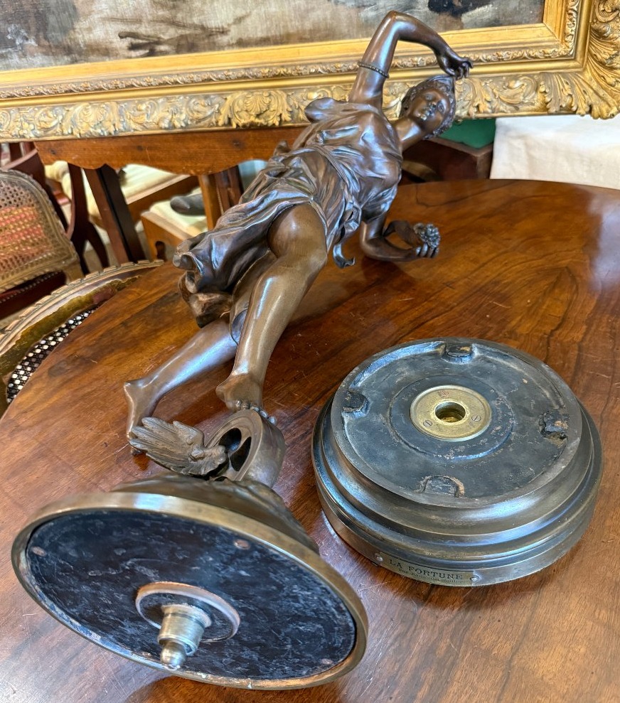 Importante sculpture bronze femme La Fortune par Ernest RANCOULET 81 cm XIXème-photo-8