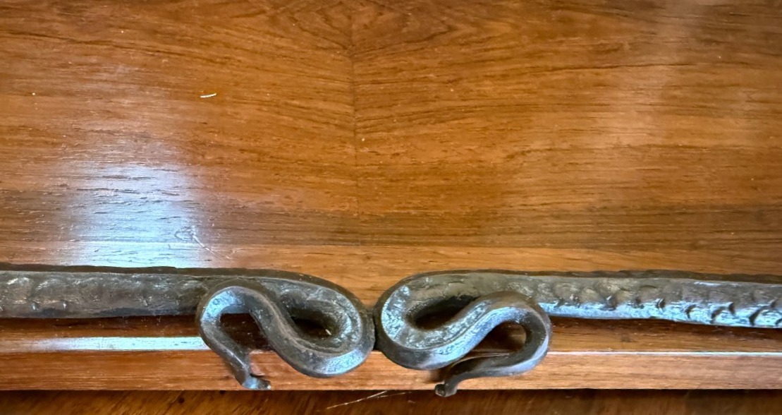 Large Art Deco Serving Tray Made Of Rosewood With Wrought-iron Snakes, Circa 1925-photo-6