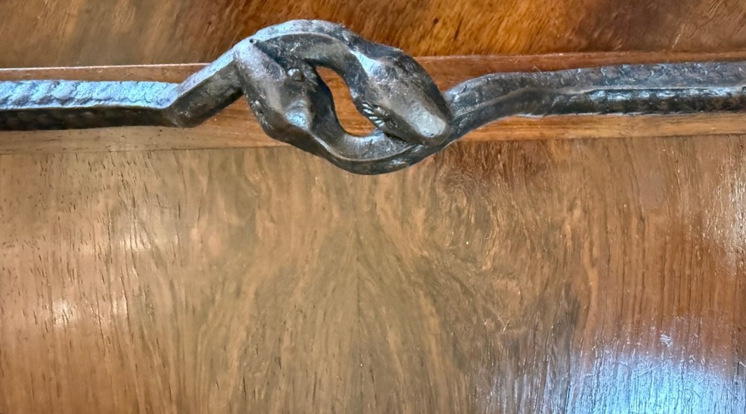Large Art Deco Serving Tray Made Of Rosewood With Wrought-iron Snakes, Circa 1925-photo-7