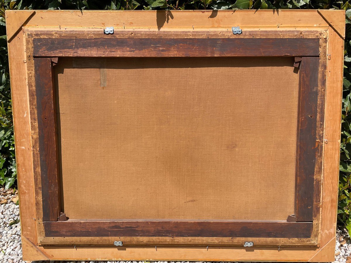Grand tableau  amour endormi au ruban d'après Pierre Mignard  début XIXème 104 X 77 Cm-photo-8
