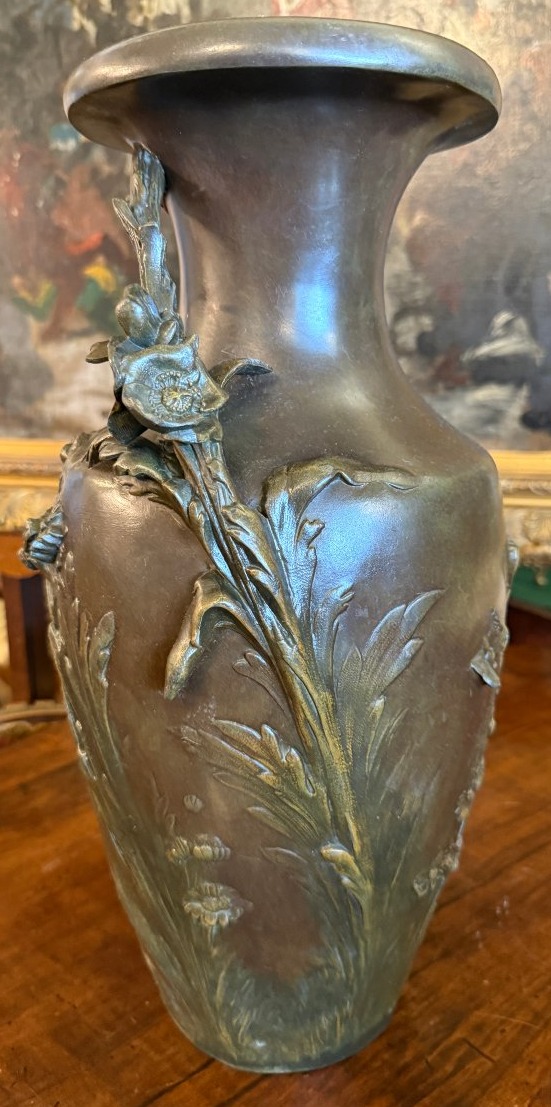 Auguste Moreau importante paire de vases Art Nouveau en régule patiné deux tons vers 1900-photo-5