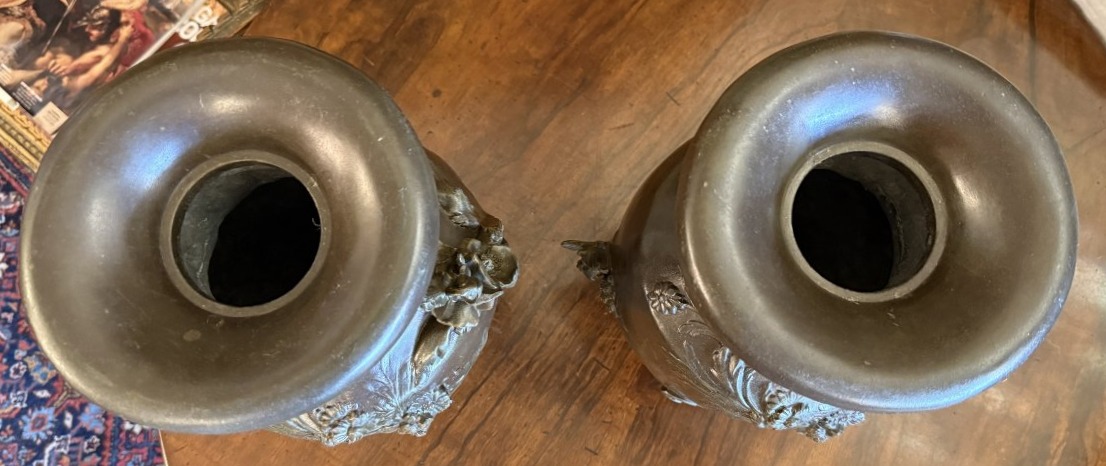 Auguste Moreau importante paire de vases Art Nouveau en régule patiné deux tons vers 1900-photo-8