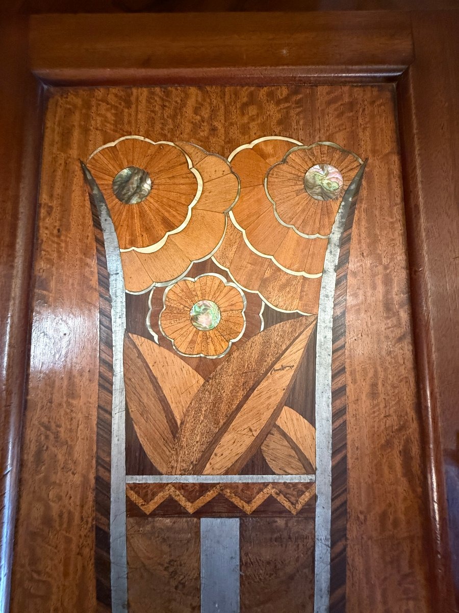 Art Déco 8 portes de bar glacière à décor de vases fleuris vers 1925-photo-6
