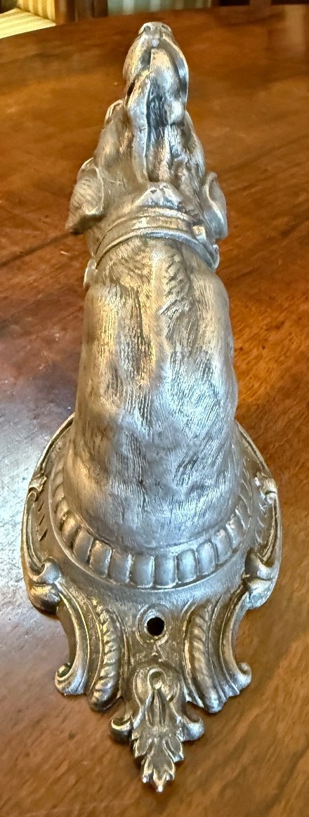Patères porte fusil aux chien de chasse et perdrix en métal argenté  XIXème-photo-1