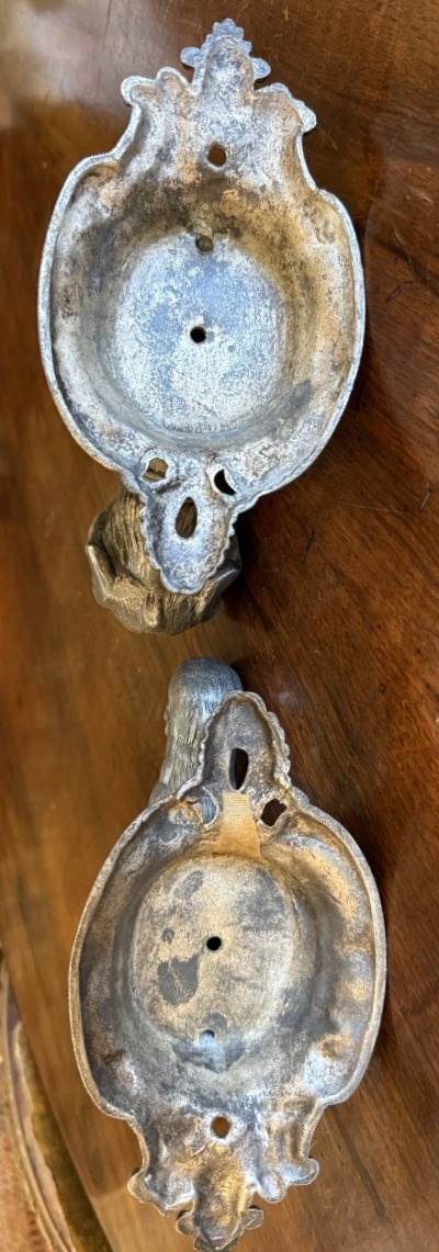 Patères porte fusil aux chien de chasse et perdrix en métal argenté  XIXème-photo-8