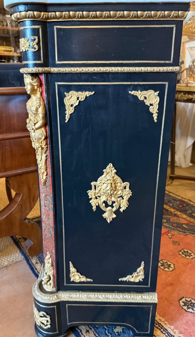 Two-door Sideboard With Boulle Marquetry In Red Tortoiseshell And Brass, From The Napoleon III Period-photo-7