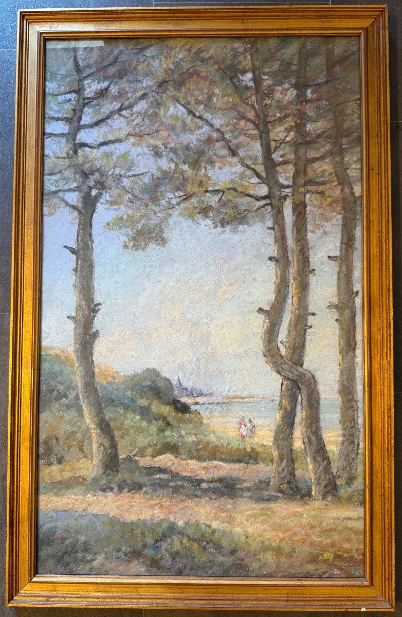 Très grand pastel la côte sauvage Royan par Camille Mériot à Rochefort