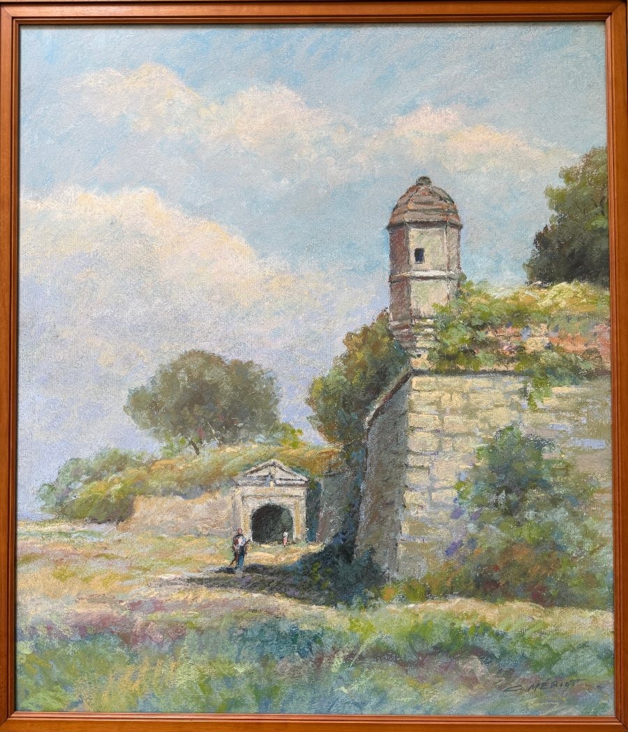 Grand pastel échauguette sur les remparts de Brouage par Camille Mériot à Rochefort-photo-2