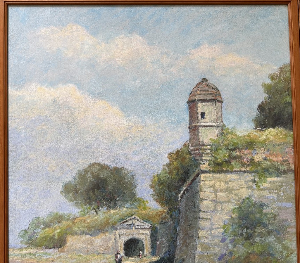 Grand pastel échauguette sur les remparts de Brouage par Camille Mériot à Rochefort-photo-3