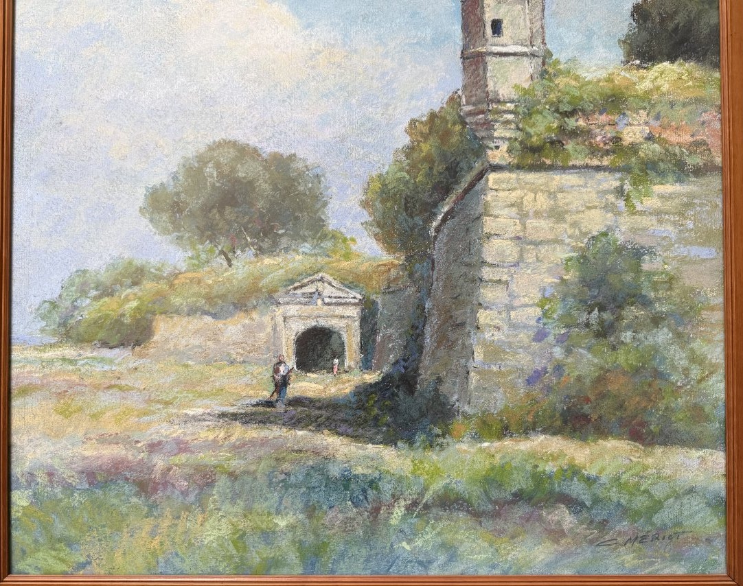 Grand pastel échauguette sur les remparts de Brouage par Camille Mériot à Rochefort-photo-4