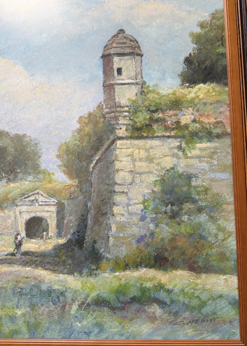 Grand pastel échauguette sur les remparts de Brouage par Camille Mériot à Rochefort-photo-3
