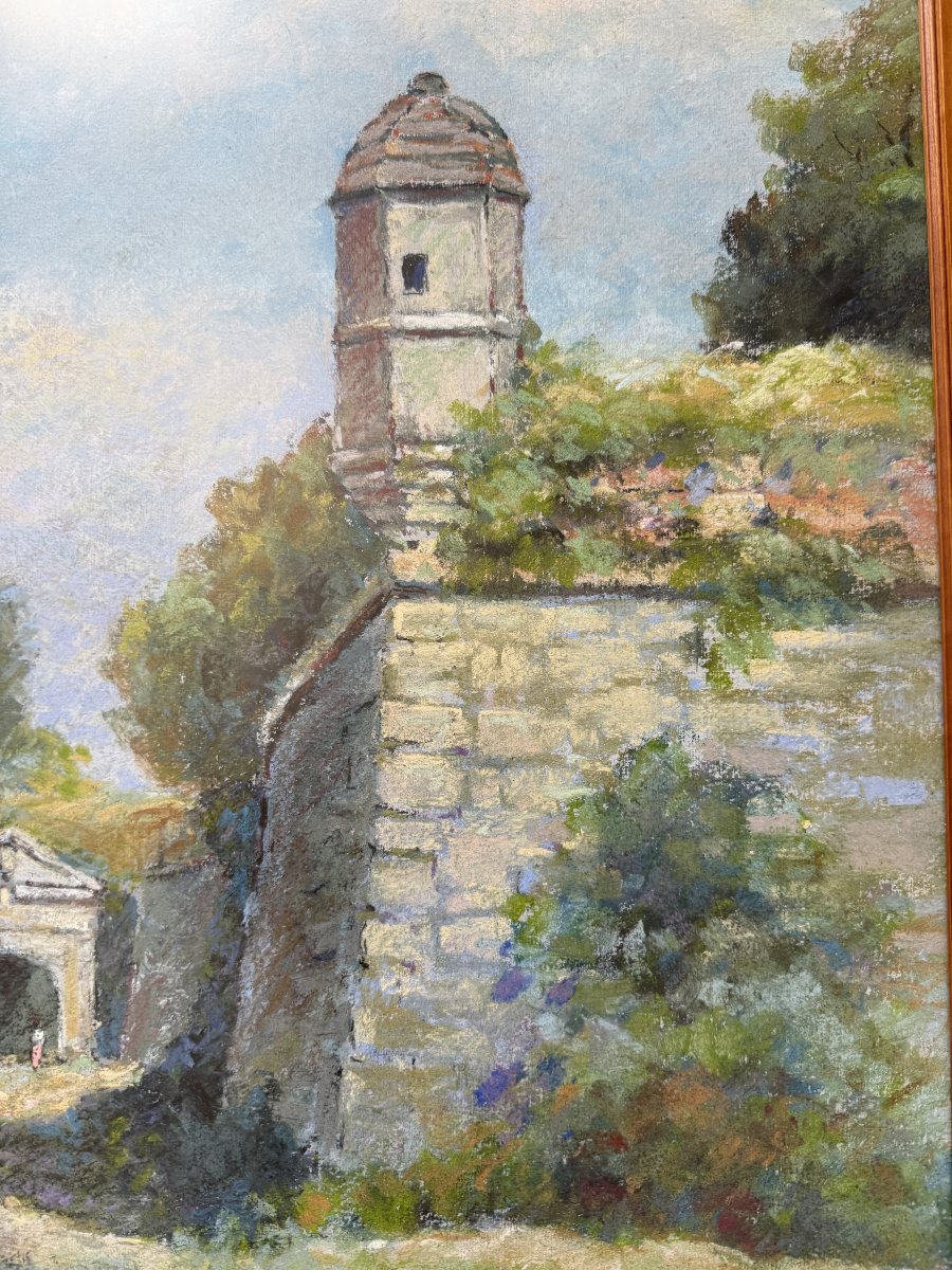 Grand pastel échauguette sur les remparts de Brouage par Camille Mériot à Rochefort-photo-4