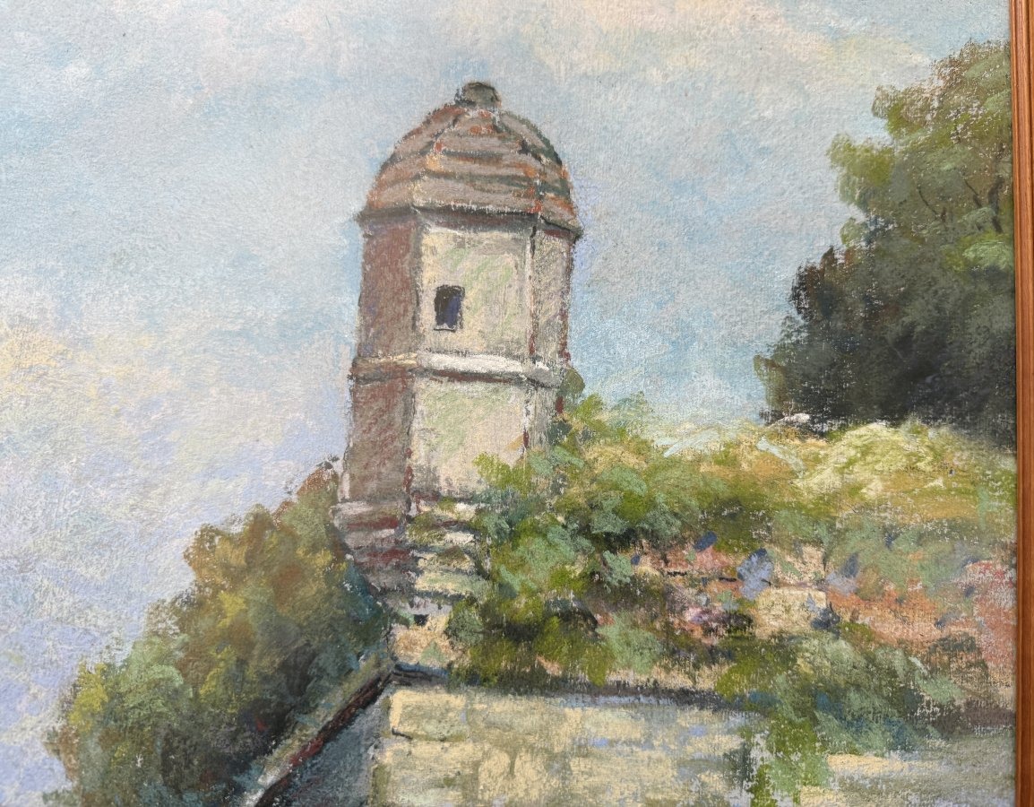 Grand pastel échauguette sur les remparts de Brouage par Camille Mériot à Rochefort-photo-5