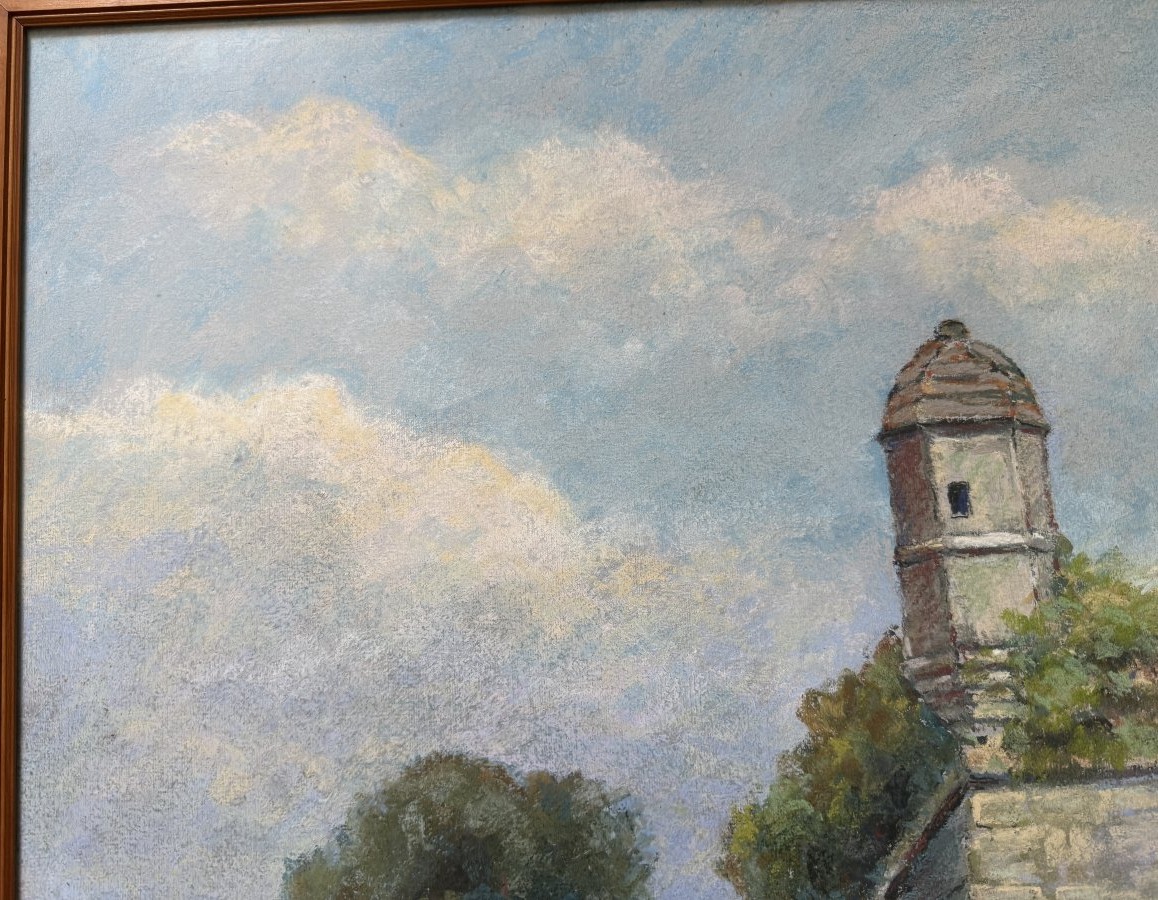 Grand pastel échauguette sur les remparts de Brouage par Camille Mériot à Rochefort-photo-6