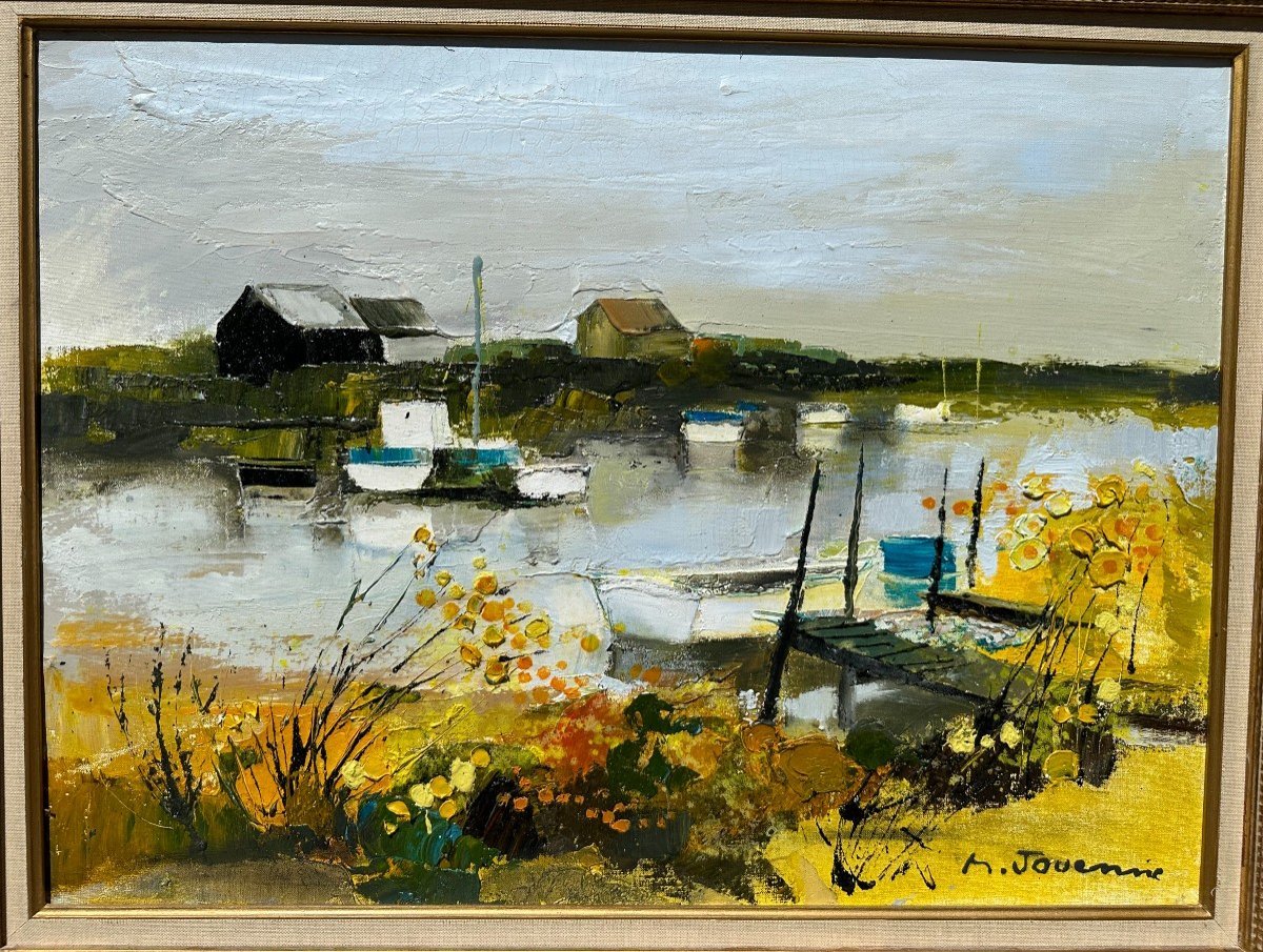 Michel Jouenne, Large Painting *the Port Of Vendée*-photo-2