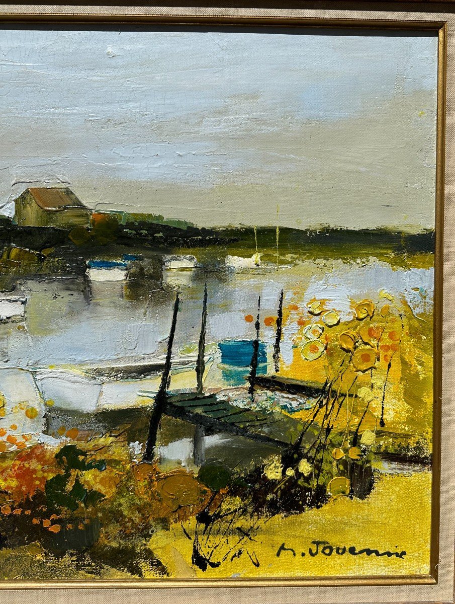 Michel Jouenne, Large Painting *the Port Of Vendée*-photo-1
