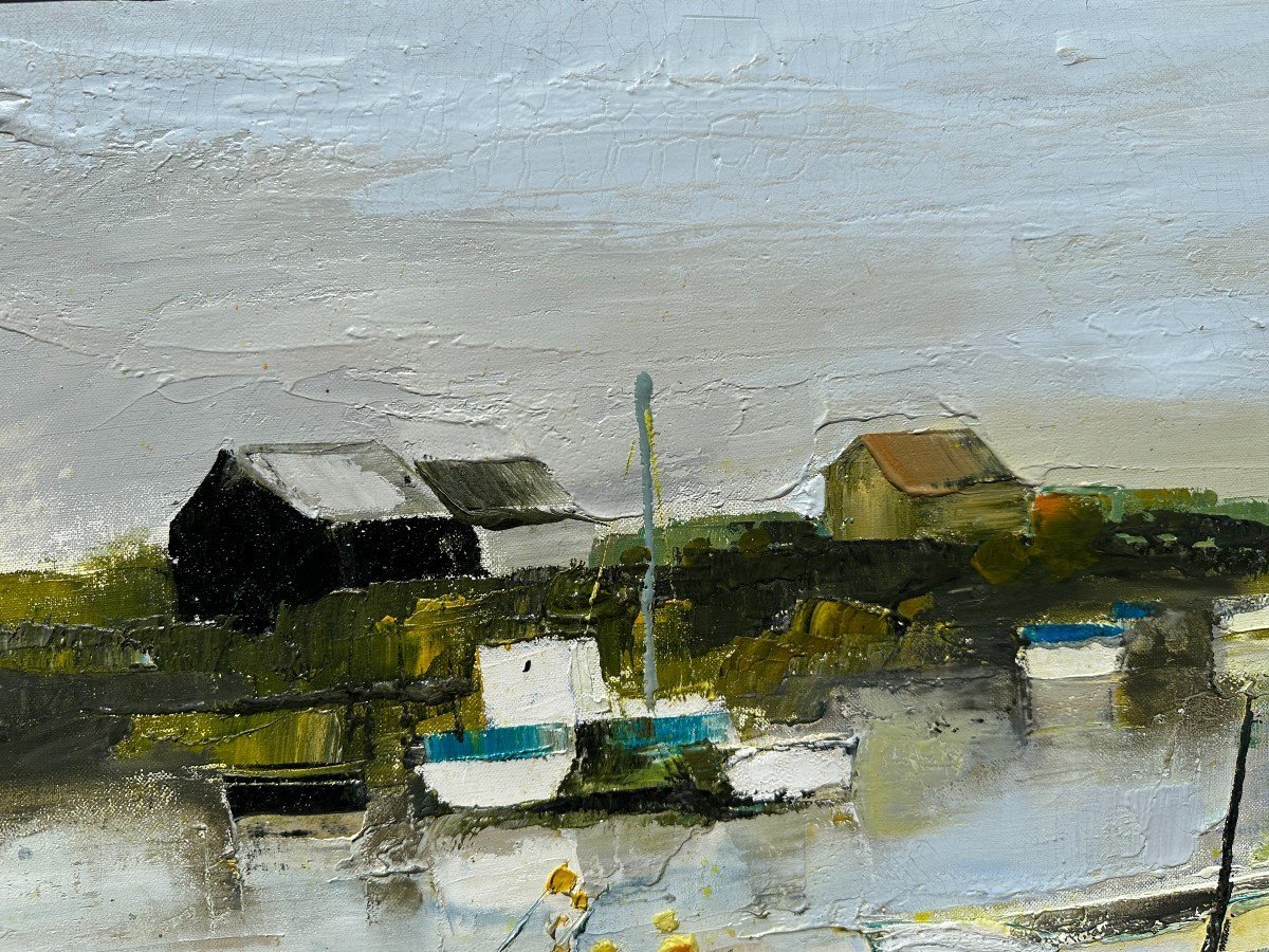 Michel Jouenne, Large Painting *the Port Of Vendée*-photo-2