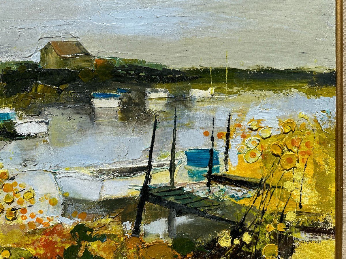 Michel Jouenne, Large Painting *the Port Of Vendée*-photo-4
