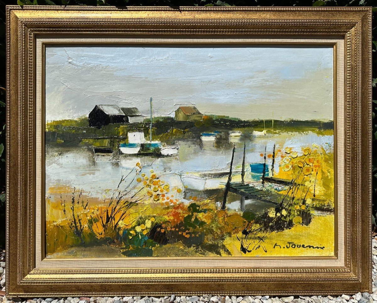 Michel Jouenne, Large Painting *the Port Of Vendée*