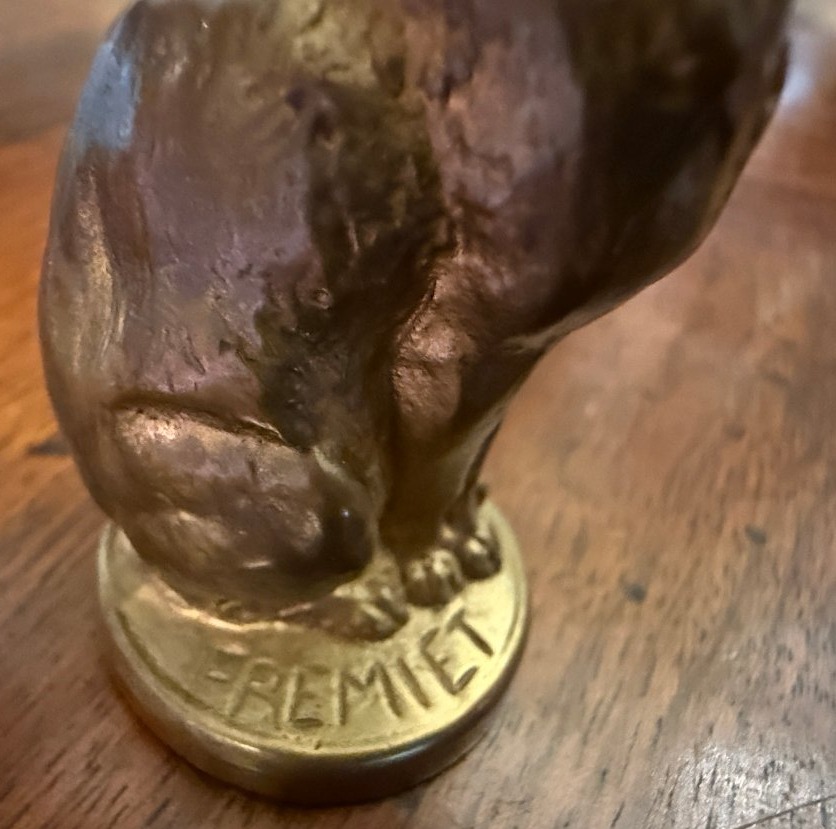 Petite sculpture bronze chat assis par Emmanuel FRÉMIET fin XIXème-photo-4