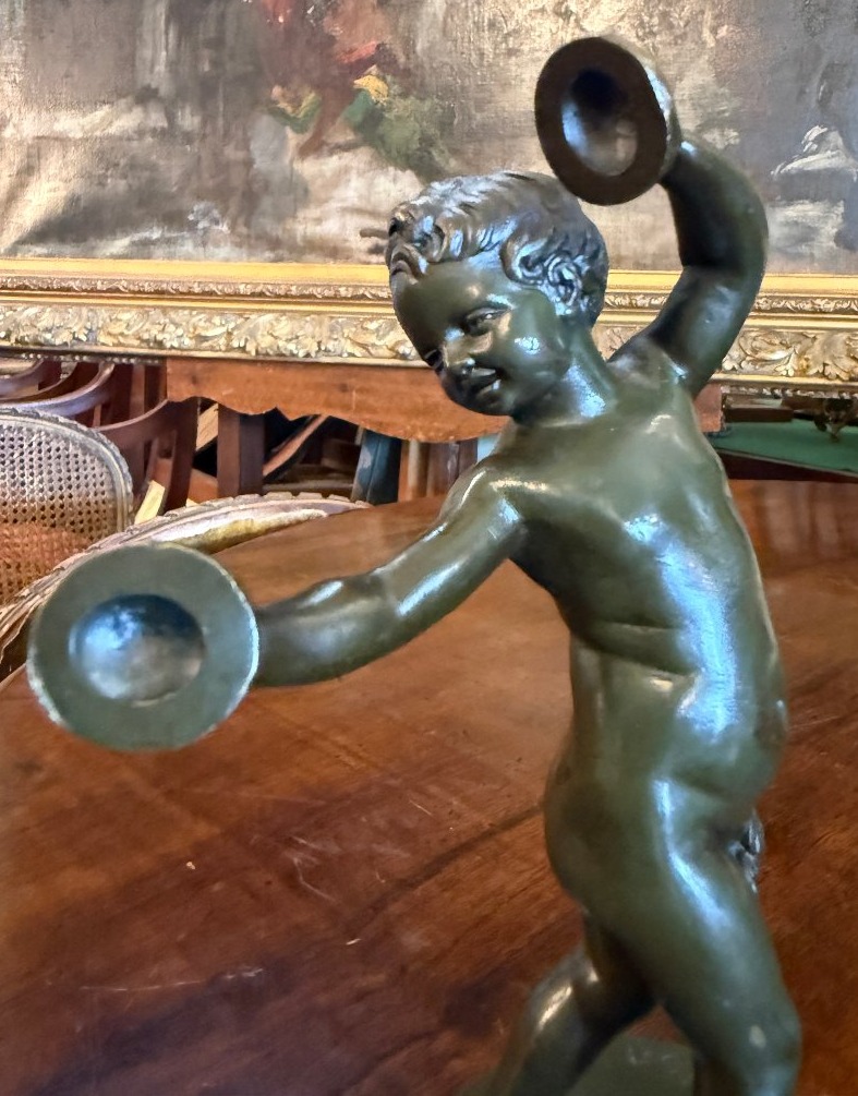 Small Bronze Sculpture Of A Dancing Child Musician, After Clodion, Cast In The 19th Century-photo-2