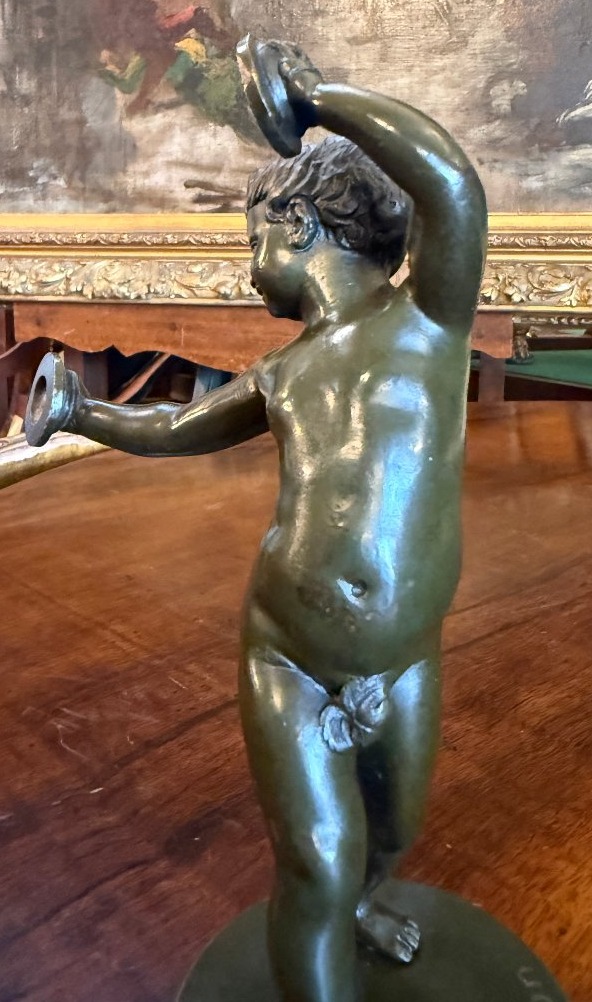 Small Bronze Sculpture Of A Dancing Child Musician, After Clodion, Cast In The 19th Century-photo-1