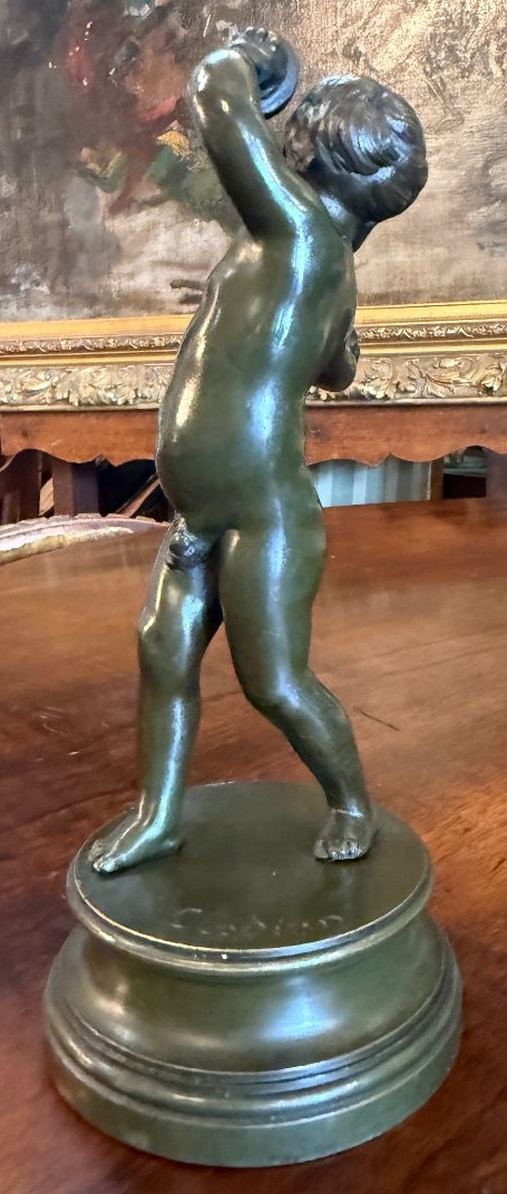Small Bronze Sculpture Of A Dancing Child Musician, After Clodion, Cast In The 19th Century-photo-2