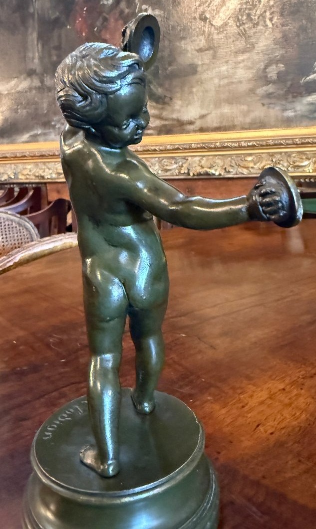 Small Bronze Sculpture Of A Dancing Child Musician, After Clodion, Cast In The 19th Century-photo-4