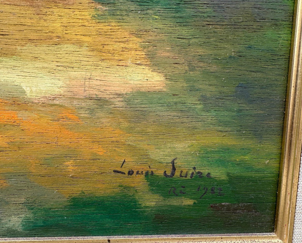 Grand tableau vue d'Ars en Ré Île de Ré Par Louis Suire 1982 65 X 54 Cm-photo-7