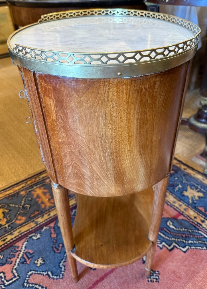 Oval Mahogany Drum-shaped Nightstand, Louis XVI Style, Napoleon III Period, 19th Century-photo-4