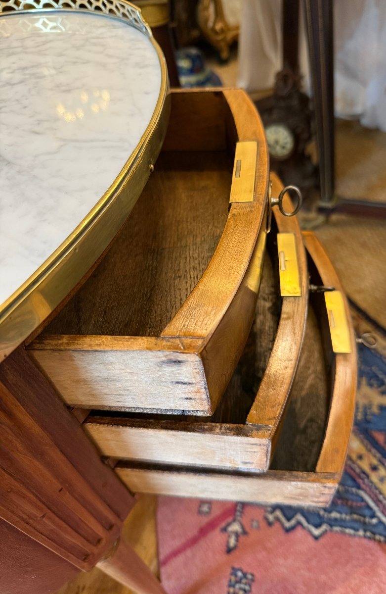 Oval Mahogany Drum-shaped Nightstand, Louis XVI Style, Napoleon III Period, 19th Century-photo-6