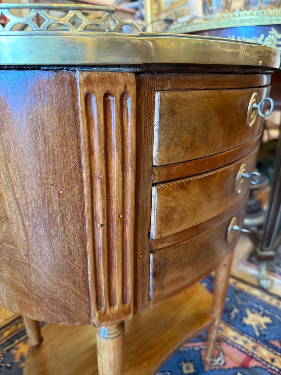 Oval Mahogany Drum-shaped Nightstand, Louis XVI Style, Napoleon III Period, 19th Century-photo-7