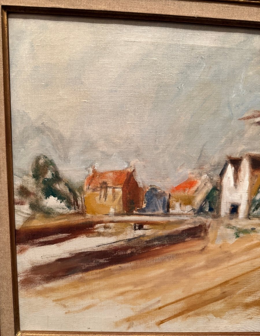 Landscape Painting Of Dahouët By The Ukrainian Painter Isaac Dobrinsky Of The Paris School 1950-photo-3
