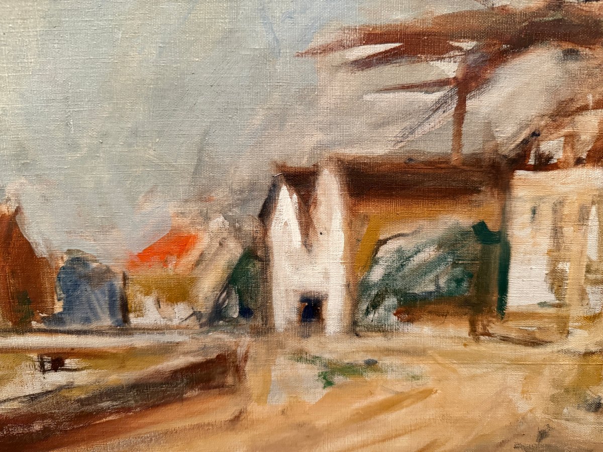 Landscape Painting Of Dahouët By The Ukrainian Painter Isaac Dobrinsky Of The Paris School 1950-photo-3