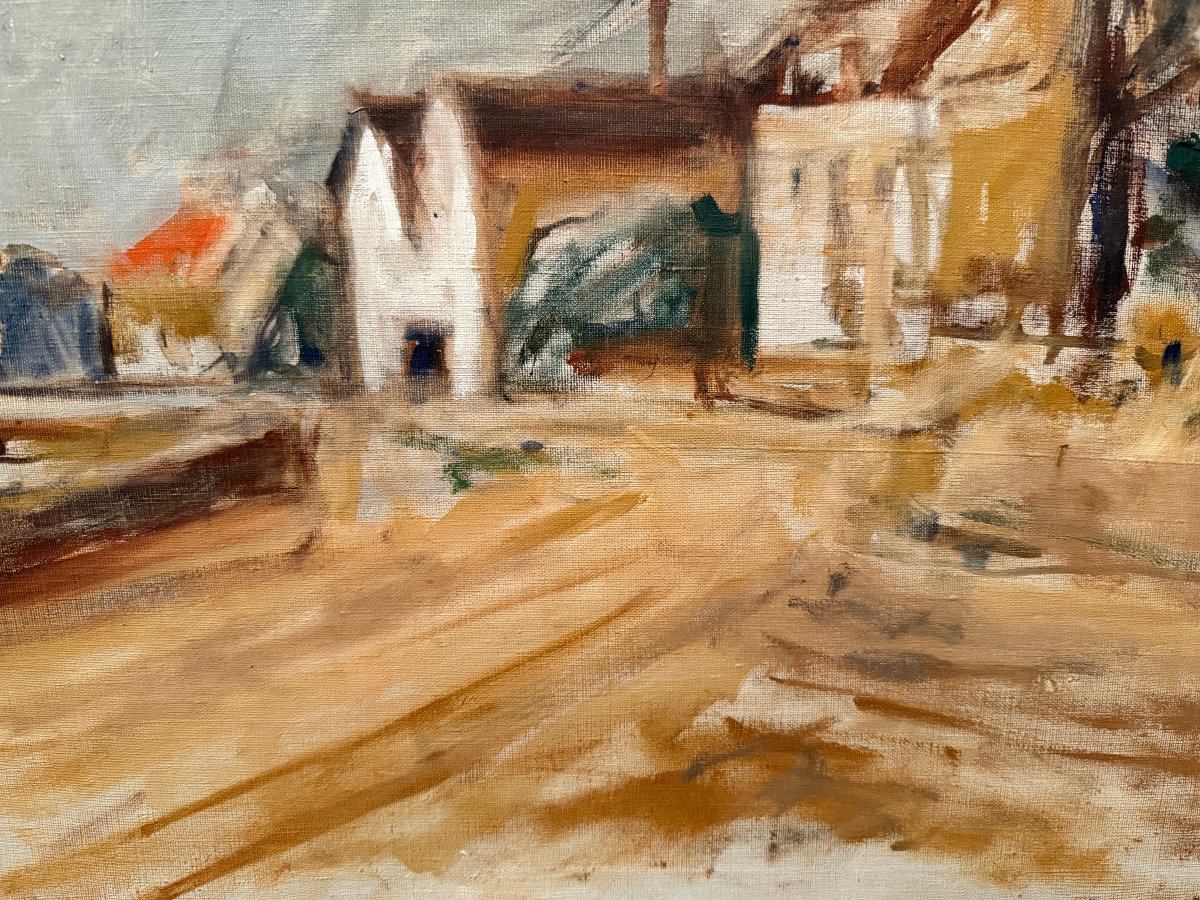 Landscape Painting Of Dahouët By The Ukrainian Painter Isaac Dobrinsky Of The Paris School 1950-photo-5