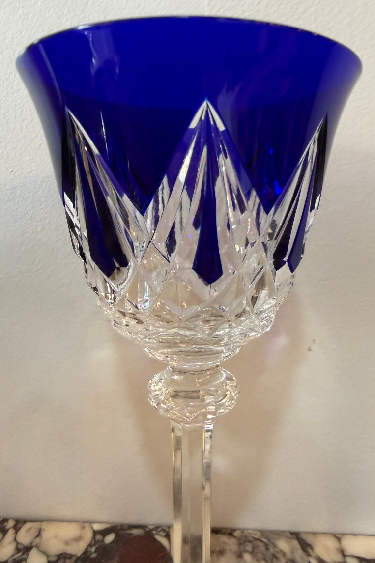  Cristallerie de Saint Louis 6 verres en cristal de couleur à vin Du Rhin Roemer modèle Sammy-photo-2