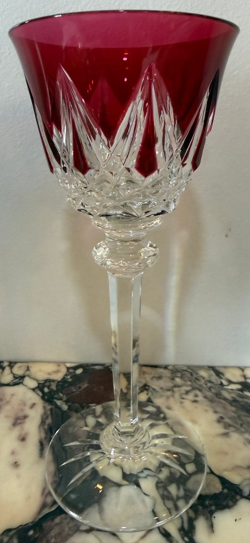  Cristallerie de Saint Louis 6 verres en cristal de couleur à vin Du Rhin Roemer modèle Sammy-photo-2