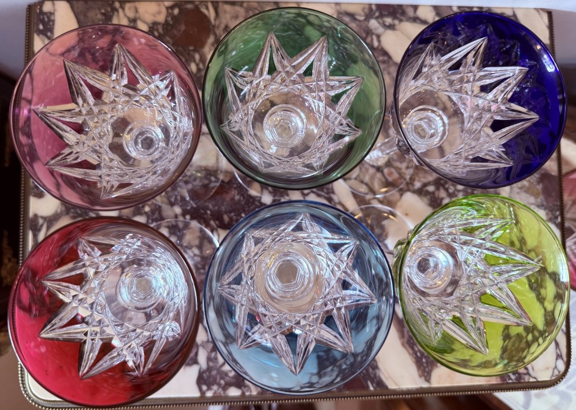  Cristallerie de Saint Louis 6 verres en cristal de couleur à vin Du Rhin Roemer modèle Sammy-photo-6