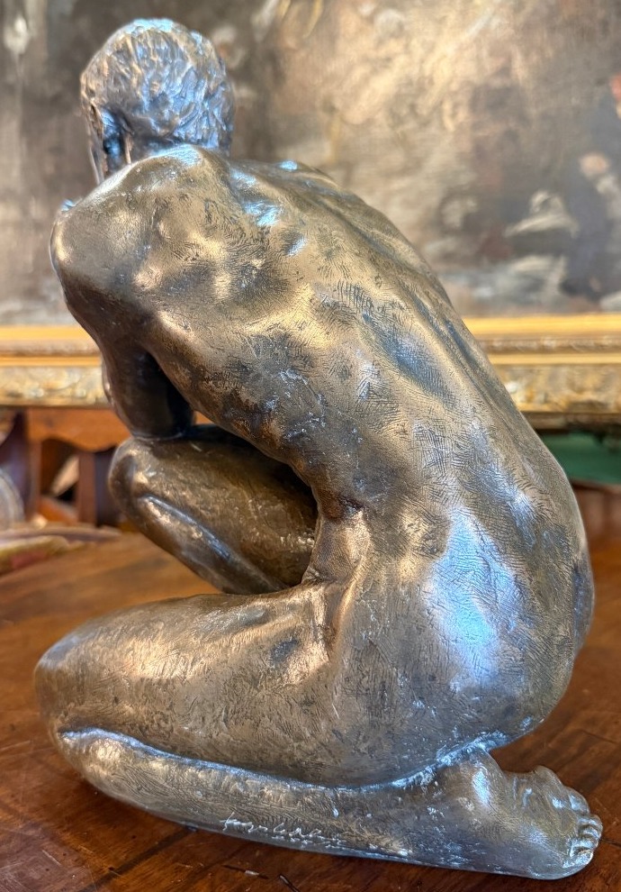Le Nantec Œdipe ou homme nu accroupi sculpture polybronze  1985-photo-1