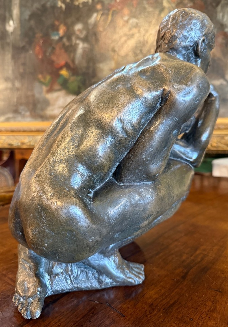 Le Nantec Œdipe ou homme nu accroupi sculpture polybronze  1985-photo-3