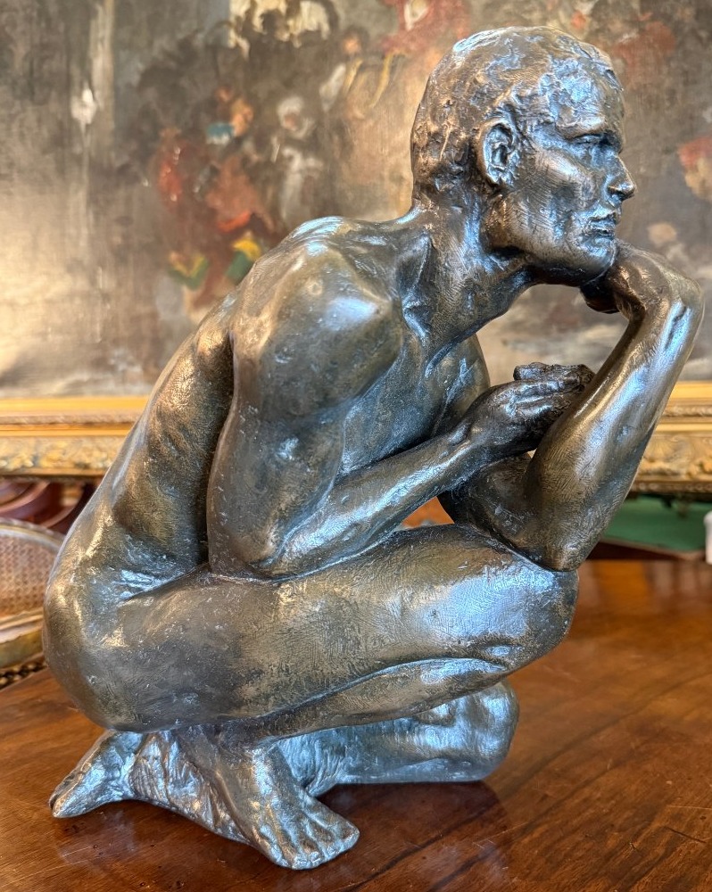 Le Nantec Œdipe ou homme nu accroupi sculpture polybronze  1985