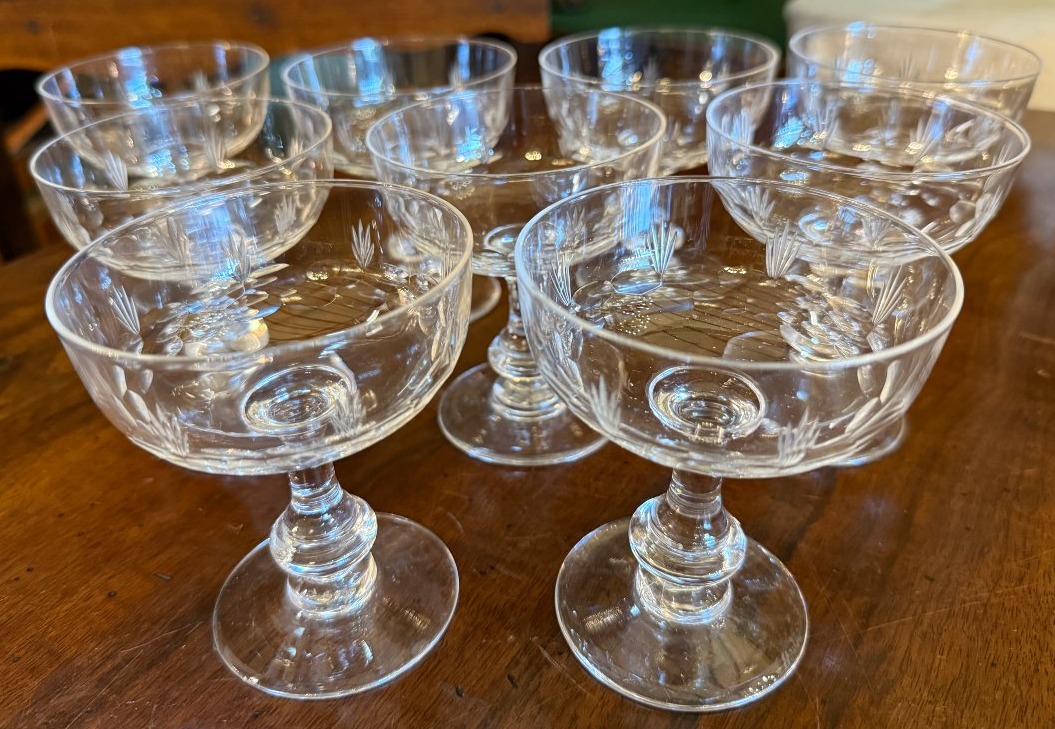 Baccarat neuf coupes à champagne en cristal fin XIXème-photo-2
