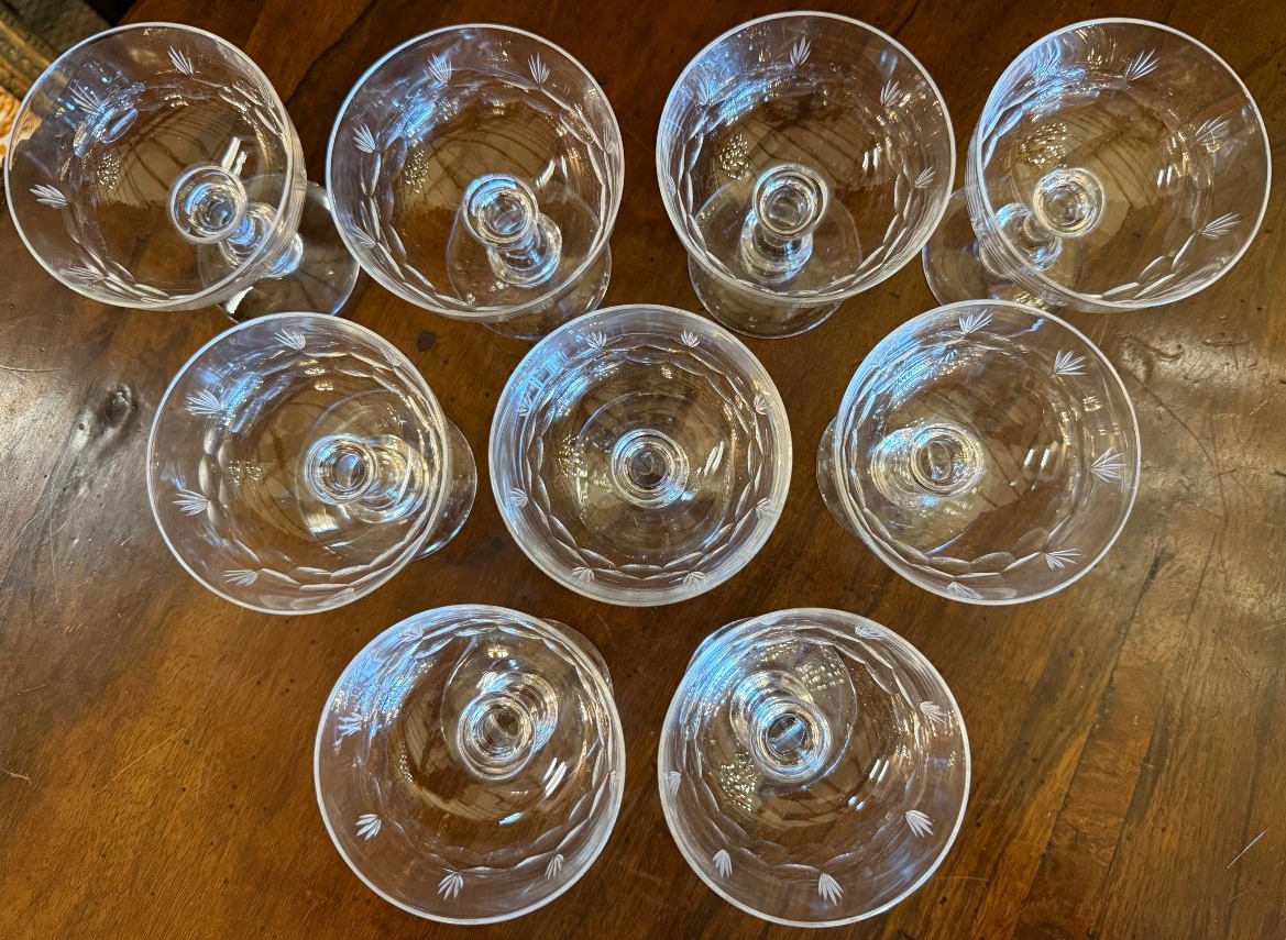 Baccarat neuf coupes à champagne en cristal fin XIXème-photo-8