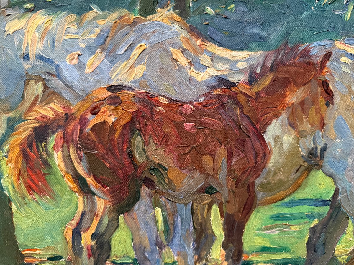 Painting Of A Mare And Her Foal By The English Painter Gilbert Joseph Holiday-photo-4