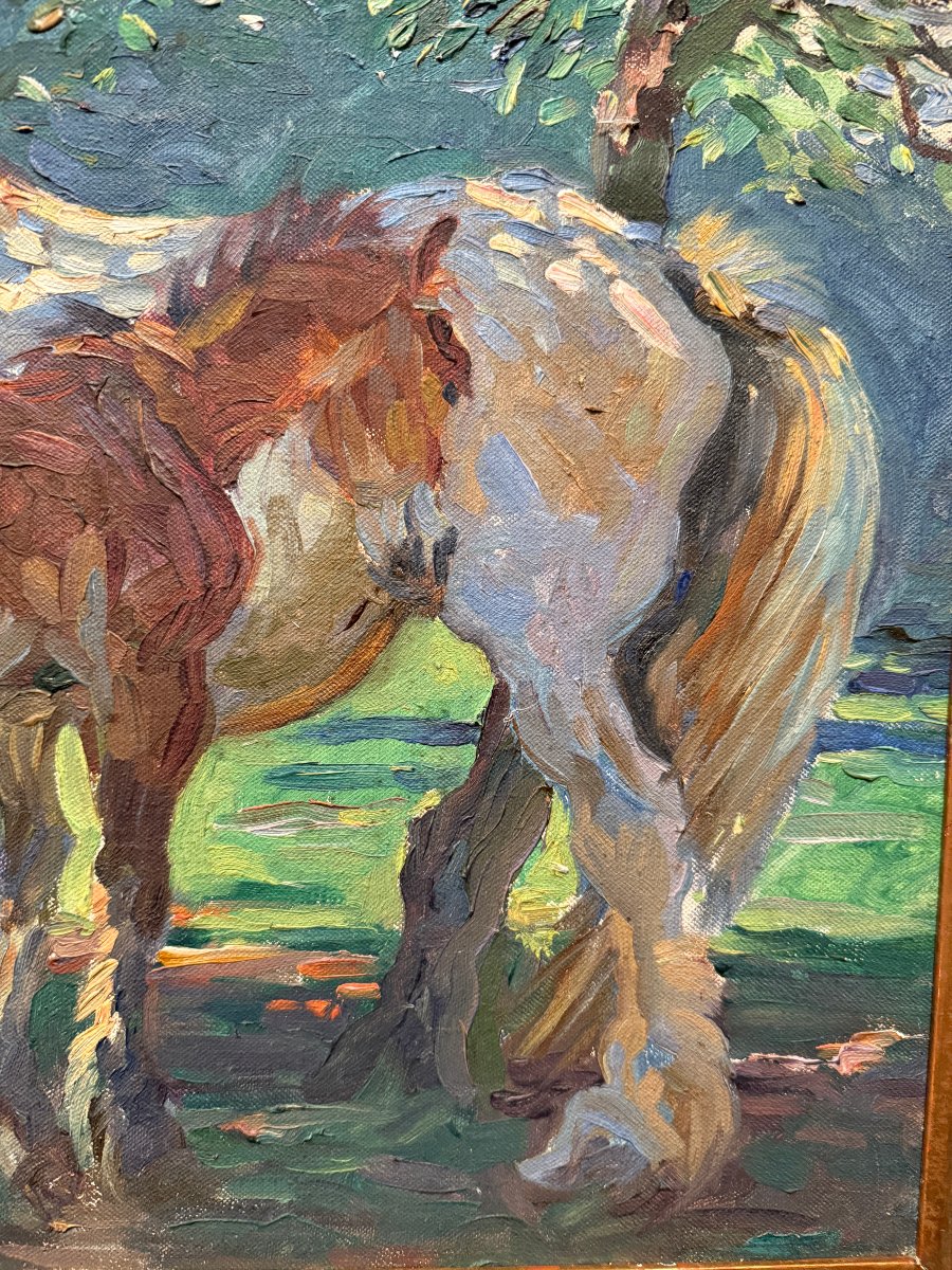 Painting Of A Mare And Her Foal By The English Painter Gilbert Joseph Holiday-photo-6